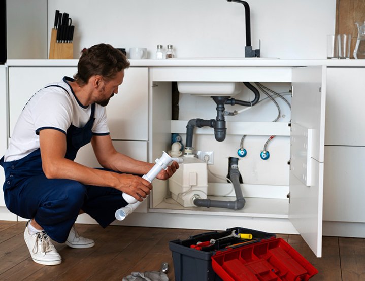 Technicien plombier en intervention