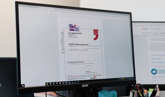 Certification RGE QualiPAC sur écran