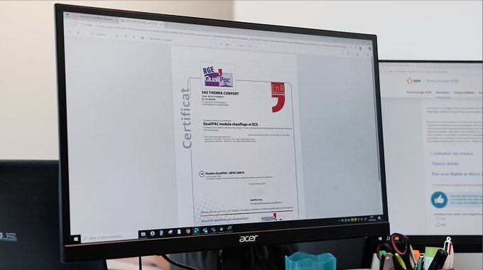 Certification RGE sur écran